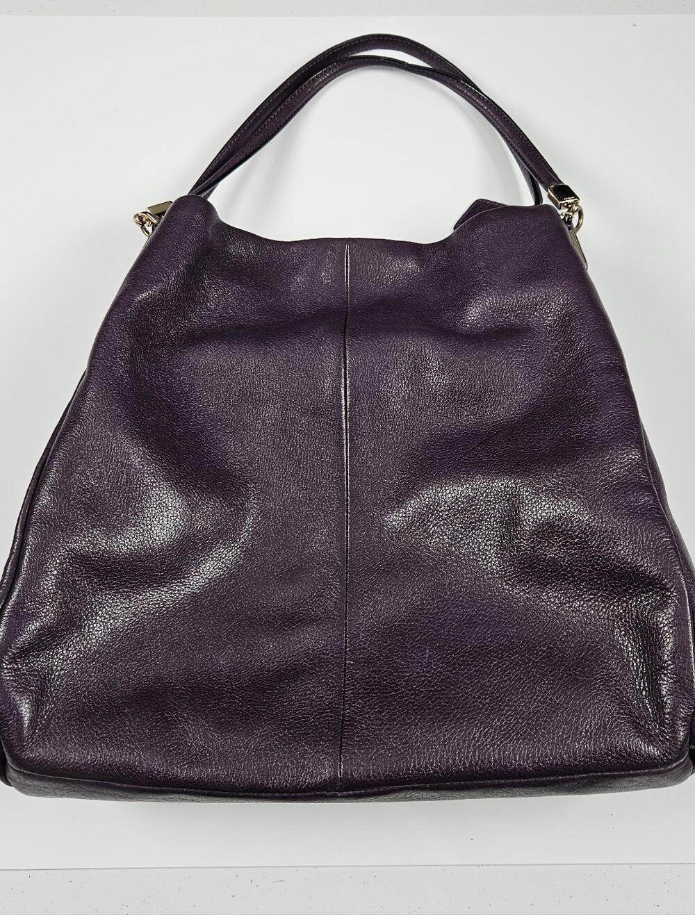 Coach Madison Phoebe 24621 Plum Purple Pebbled Leather Hobo Shoulder Bag Gold